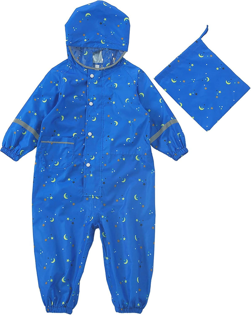 Kids Toddler Rain Suit for boys girls One Piece Hoodie Zipper Waterproof Rain Jacket Size