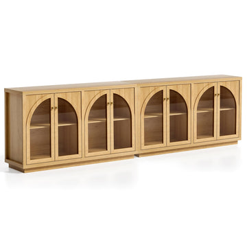 Modern Storage Cabinet with 4 Doors Set of 2, Arched Accent Sideboard Buffet with Adjustable Shelves, Boho Display