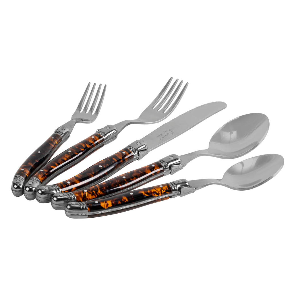 Laguiole Connoisseur 20-Piece Tortoise Shell Flatware Set
