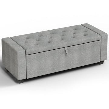 48" Ottoman with Storage, Gray Storage Ottoman Bench, Bench
