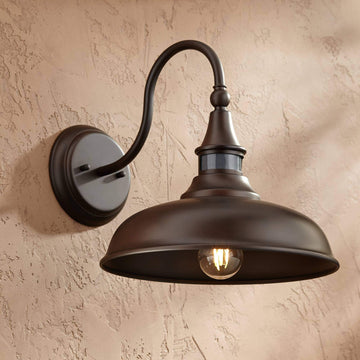 Gough 12 1/2" Bronze Motion Sensor Rustic Outdoor Barn Light Fixture