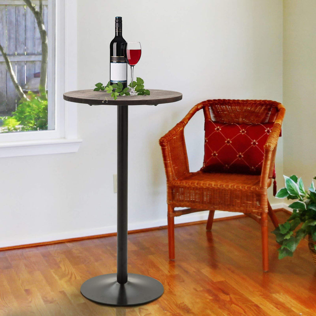 42" H Round Bar Table, Solid Wood High Top Pub Table, Black
