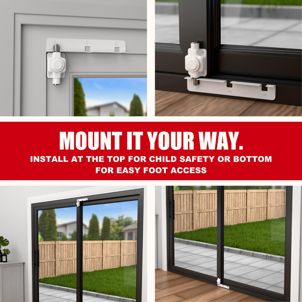 Sliding Door Lock | Sliding Glass Door Lock for Child Safety, Pet, Patio, & Adjustable Ventilation with Button