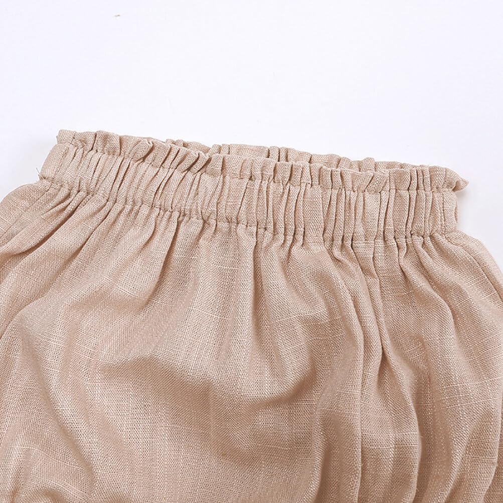 Baby Girls Cotton Linen Sleeveless Ruffles Dress Shirt Bloomer Shorts Clothing Sets 2pcs Summer Outfits