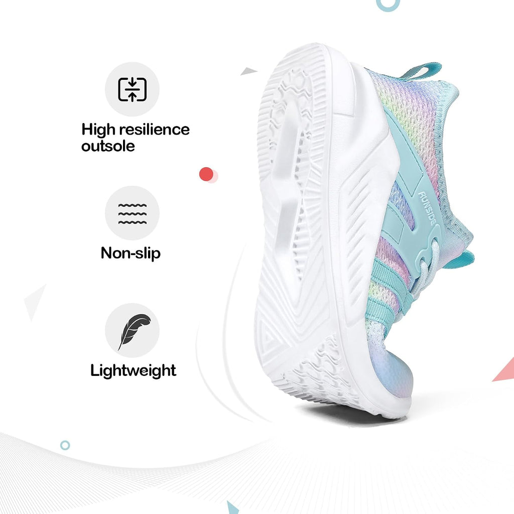 Girls Lightweight Lace-up Gradient Running Sneakers