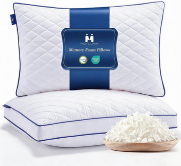 Shredded Memory Foam Pillows King Size Set of 2, Soft Bed Pillow for Side and Back Sleepers, Medium Firm Pillows 2