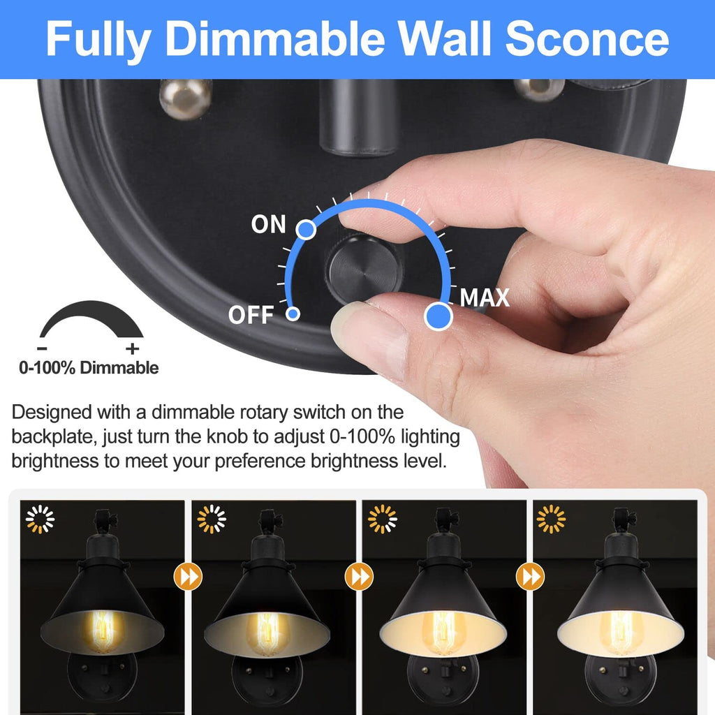 Wall Sconce Plug in, Dimmable Wall Sconce with Switch Swing Arm Wall Lights Plug in Wall Mounted Light Wall Sconces