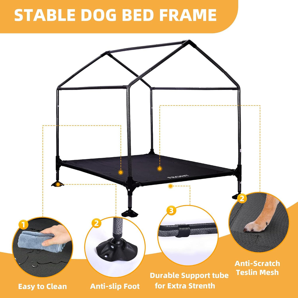 Dog House, 42" Large Dog House Outdoor Indoor Elevated Dog Cot Bed