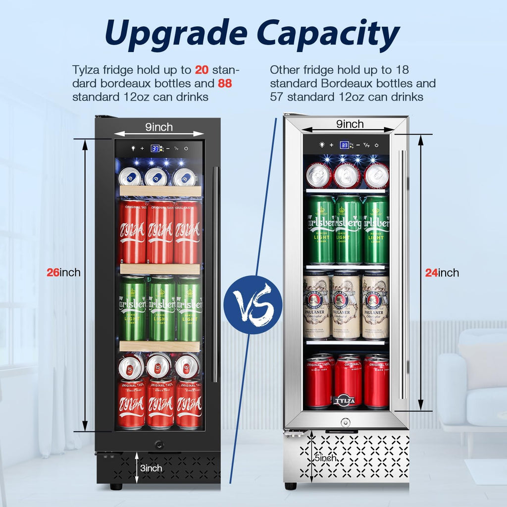 24 Inch Wine and Beverage Refrigerator, Dual Zone Wine Beverage Cooler 24" with 