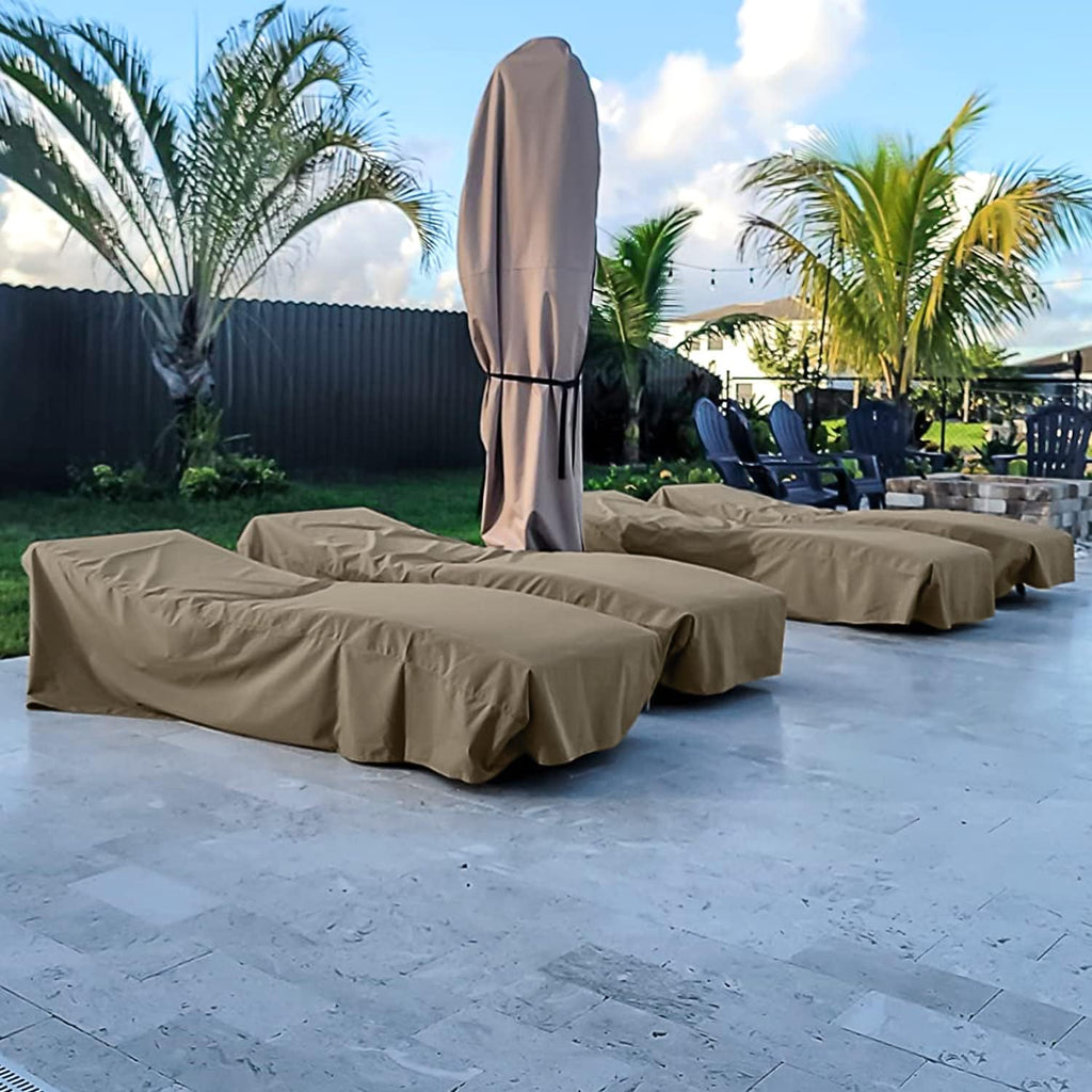 Waterproof Outdoor Chaise Lounge Covers, 2 Pack Chaise Protector, Heavy Duty Beach Chair Cover with Seam Taped &