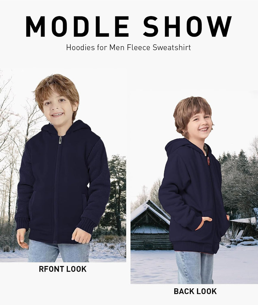 Boys Sherpa Lined Hoodie Kids Fleece Jacket Sweatshirt
