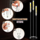 6 Set Acrylic Candelabra Centerpieces 3 Arms with 18 LED Candles 42.5'' Floor Tall Candle Holders with Acrylic Shade