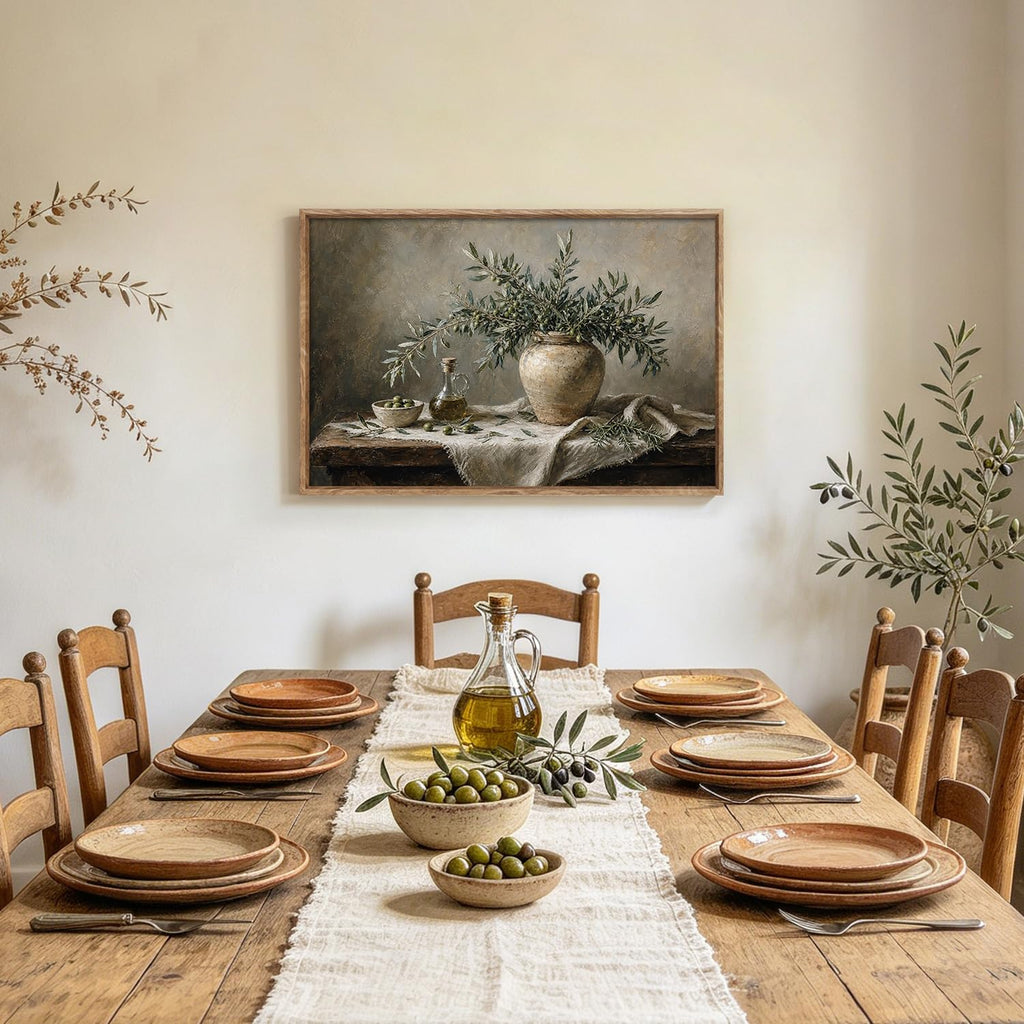 Vintage Olive Branch Still Life Plants Wall Art Canvas