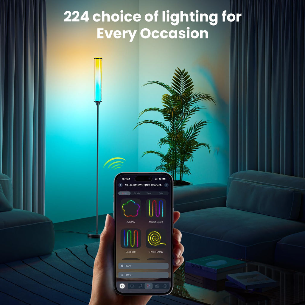 Standing Lamp, Modern Floor Lamp with App & Remote Control, 1500lm LED Corner Lamp with Music Sync and 16 Million DIY