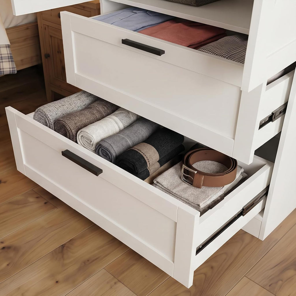 70.9" Tall Armoire Wardrobe Closet with 2 Drawers, 2 Doors & Hanging Rod, 31.5" W Farmhouse Wooden Wardrobe Clothes