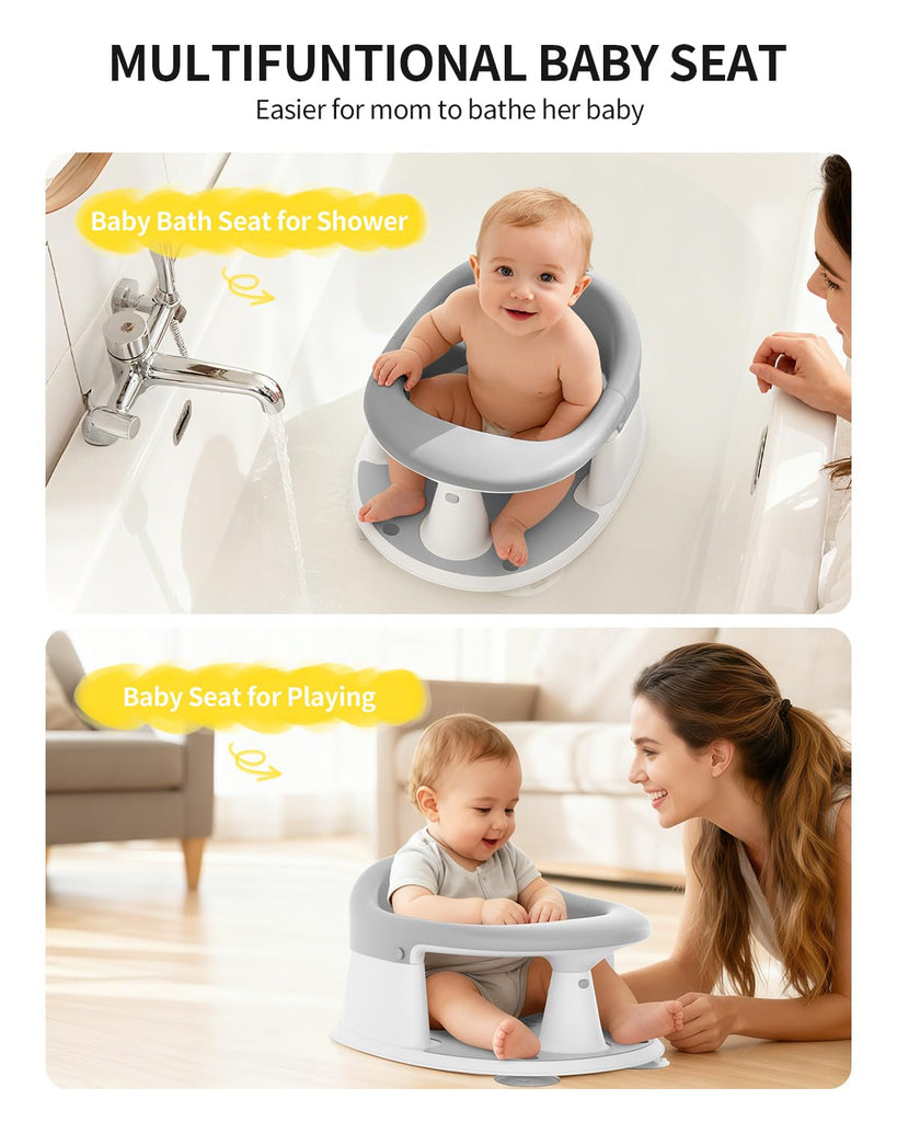 Bath Seat for Babies 6 Months & Up, Bath Seats for Babies Sitting Up, Open Design, Non-Slip, Compact Toddler Bath