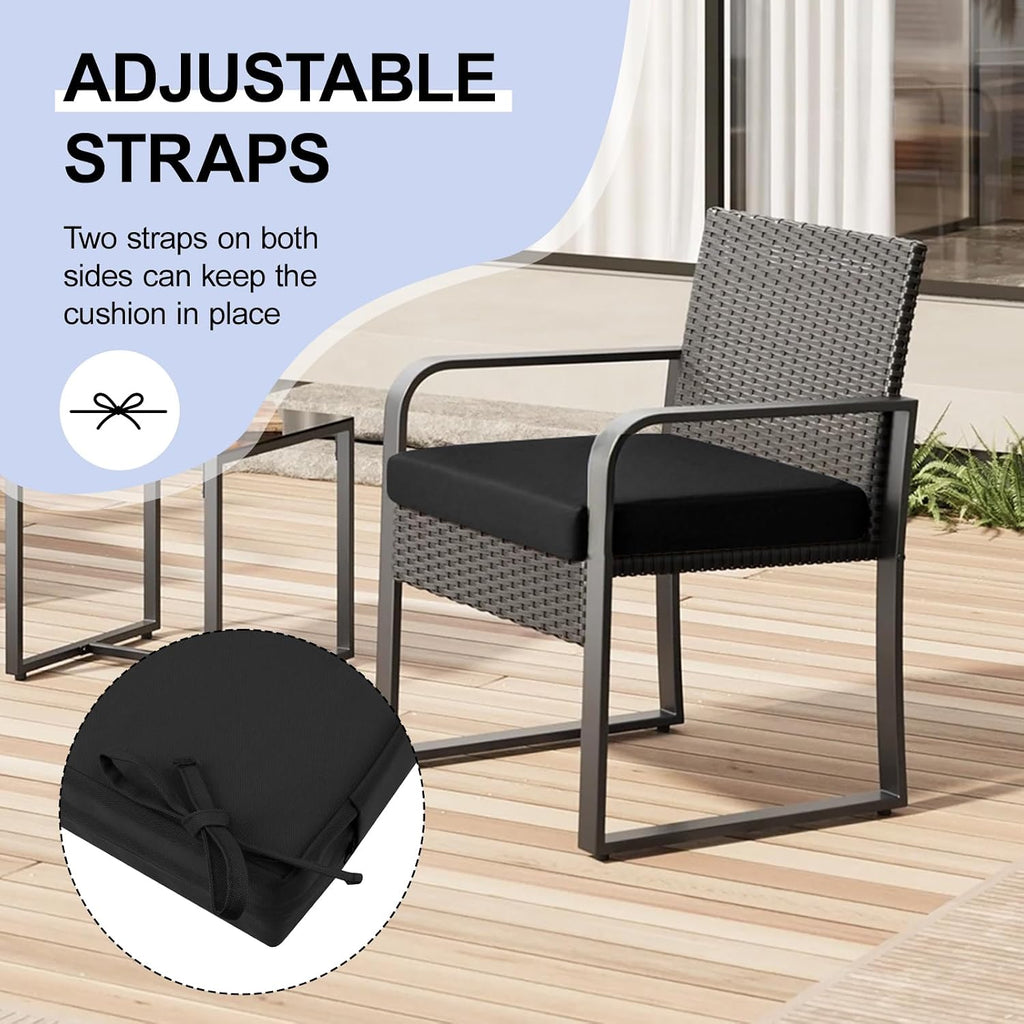 Outdoor Chair Cushions Set of 4,Waterproof Patio Cushions for Outdoor Furniture with Ties and Hidden Zipper,Memory