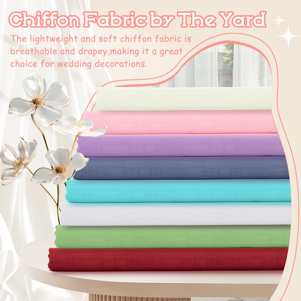 White Chiffon Fabric by The Yard, 1 Yard, 60 Inch