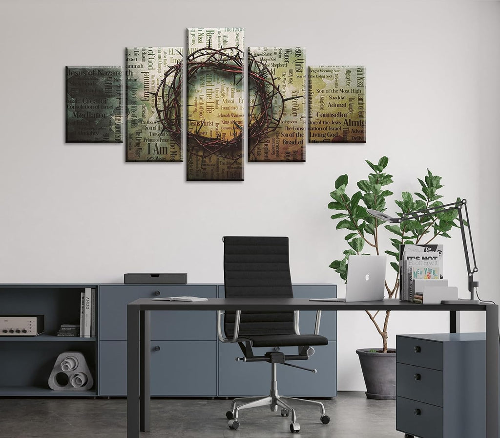 Christian Wall Art 5 Pieces Wreath of Thorns Canvas Prints Jesus Christ Religious Easter Bible Pictures Modern
