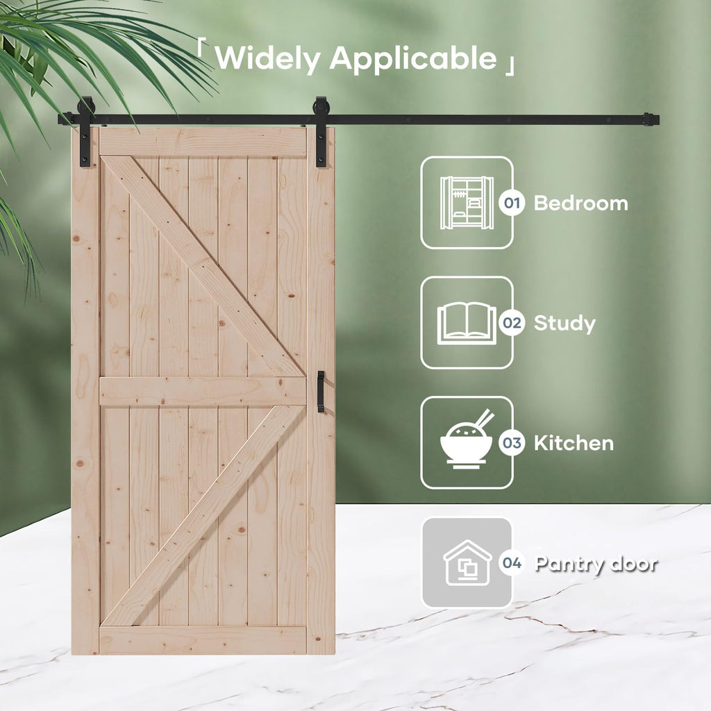 40x96 Wood Sliding Barn Door with Hardware, K Shape