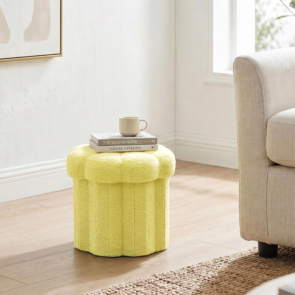 12.6 Inches Flower Storage Ottoman, Small Folding Footstool