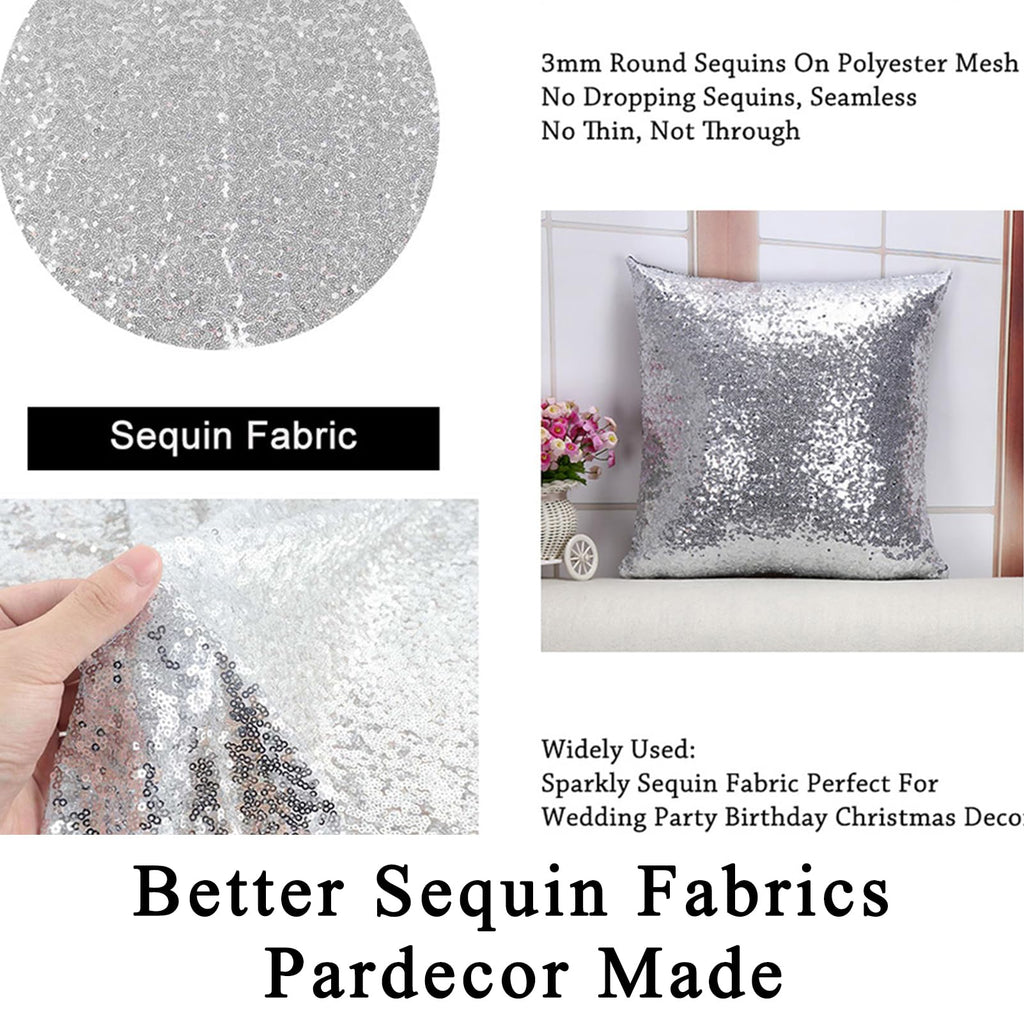 Sequin Fabric by the Yard Silver 1 Yard Glitter Fabric Mesh Sequins Fabric for Sewing Clothing and Making Wedding