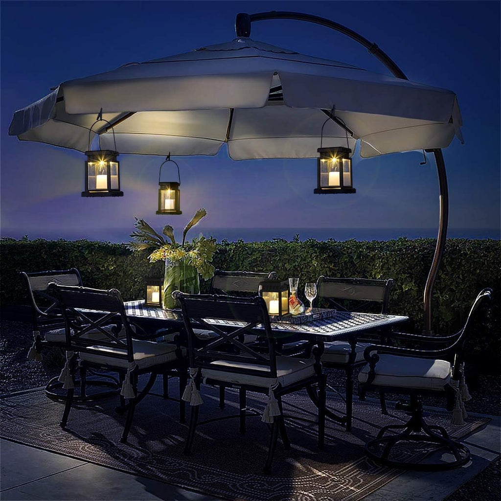 8 Pack Solar Hanging Lantern Outdoor, Candle Effect Light