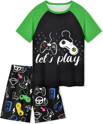 Boys Pajamas Little Boys Summer Pajamas 2 Piece Short Sleeve Top and Shorts Sets Kids Pjs Sleepwears