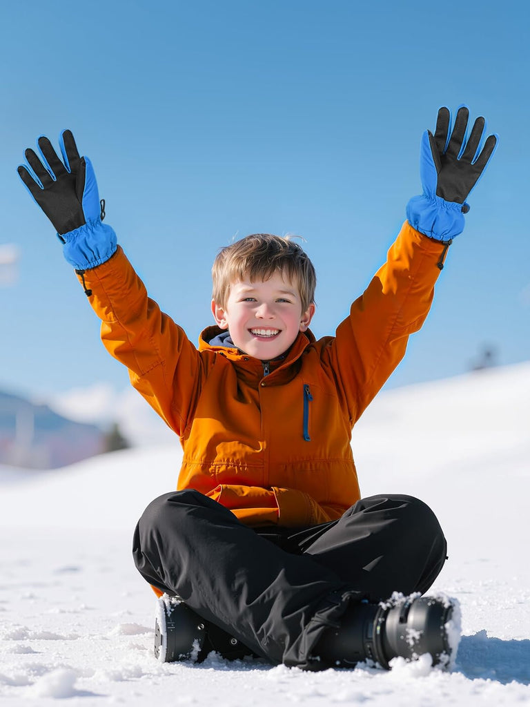 2 Pairs Kids Snow Ski Gloves Winter Waterproof Warm Gloves for Boys Girls Cold Weather Outdoor