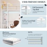 Metal Twin Loft Bed with Desk, Twin Loft Bed with 2 Built-in Ladders & Safety Guard, Noise Free for Small Bedroom