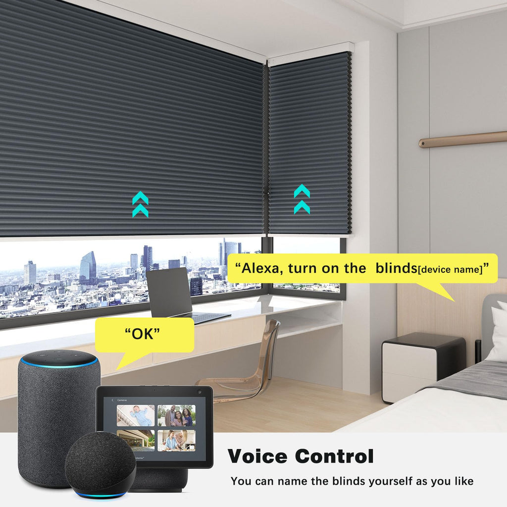 Blackout Smart Blinds Cellular Shades for Windows Doors Motorized with Remote Control, Custom Size Automatic