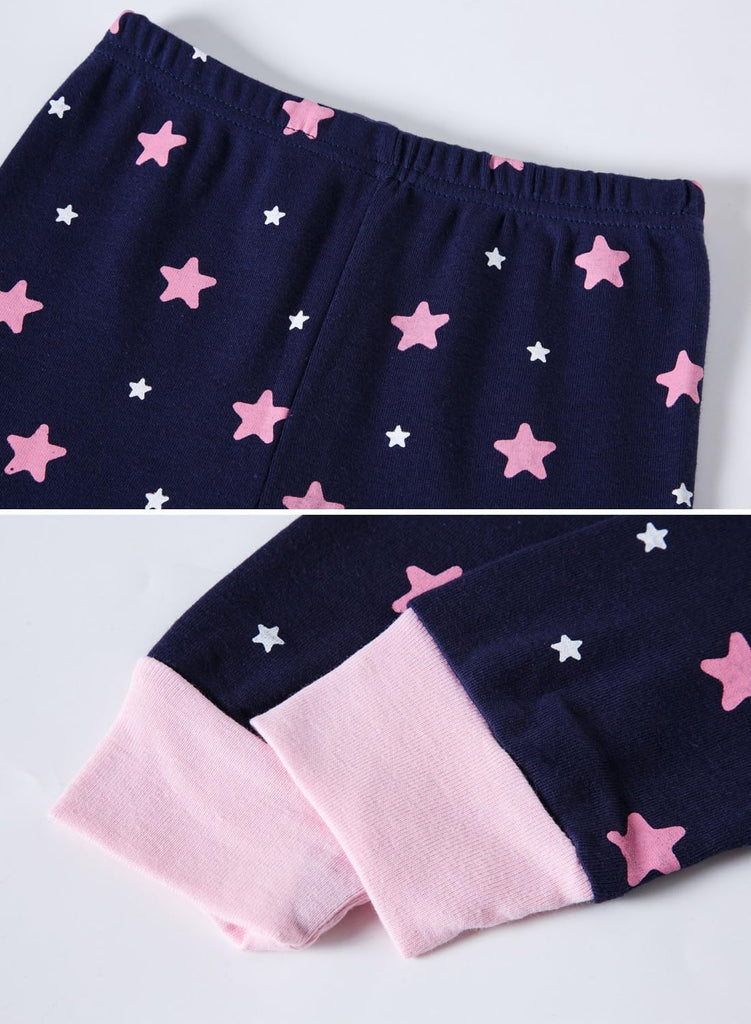 Piece Girls Pajamas Cotton Long Sleeve Toddler Pjs Kids Sleep
