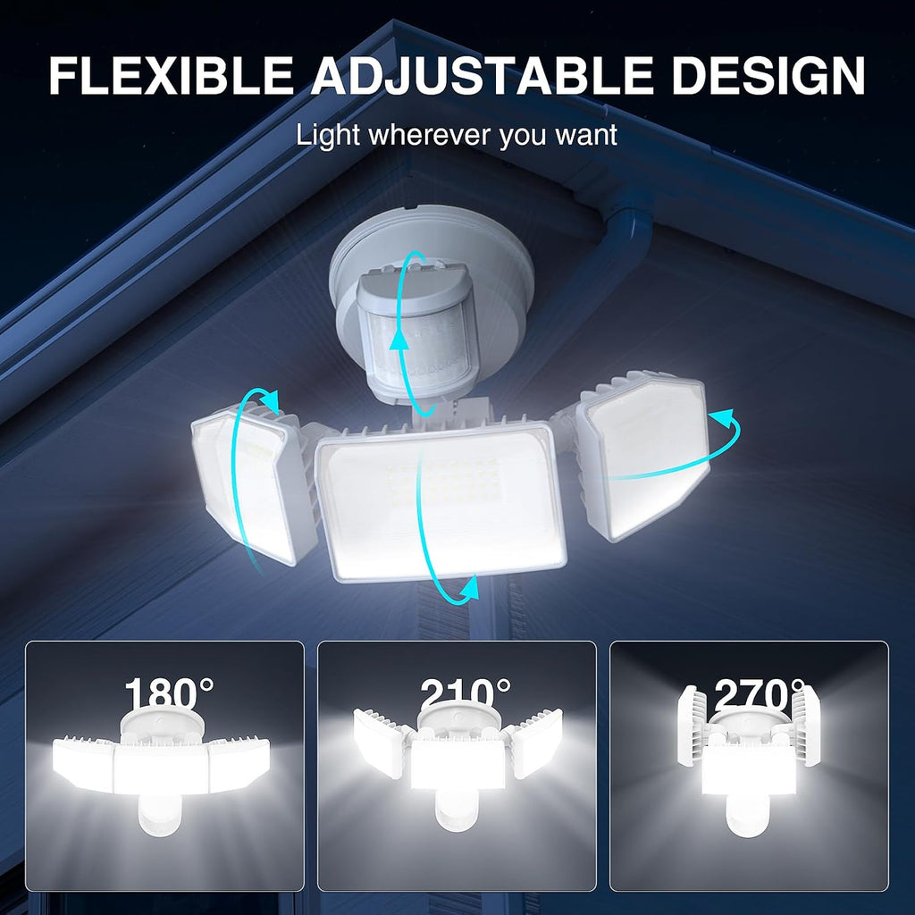 85W LED Security Lights Motion Sensor Light Outdoor, 8500LM Dusk to Dawn, IP65 Waterproof, 6500K, 3 Head Motion