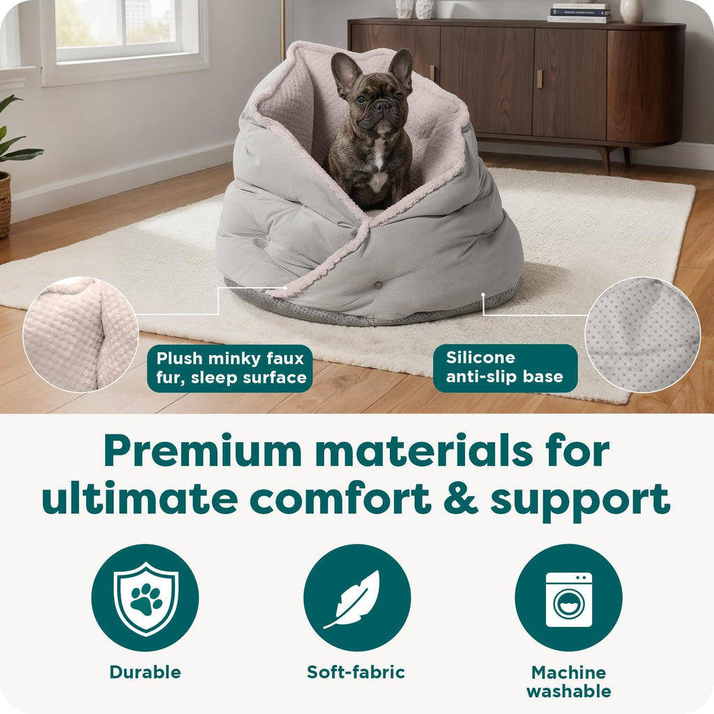 24" Round Pet Bed for Indoor Cats & Medium/Small Dogs, 100% Washable, For Pets Up to 35 lbs - Minky Plush & Velvet
