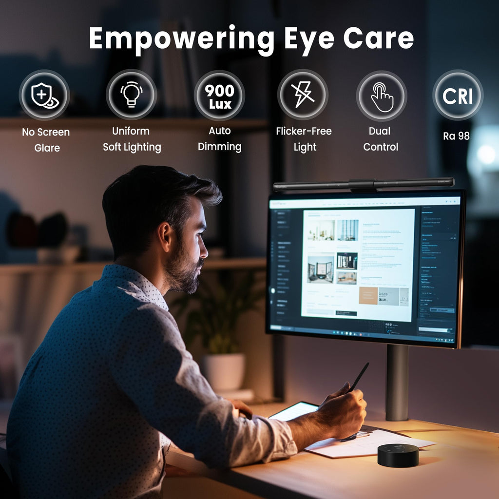 Computer Monitor Lamp, Screen Monitor Light Bar for Eye Caring, USB Reading LED Task Lamp with Auto-Dimming, Dimmable