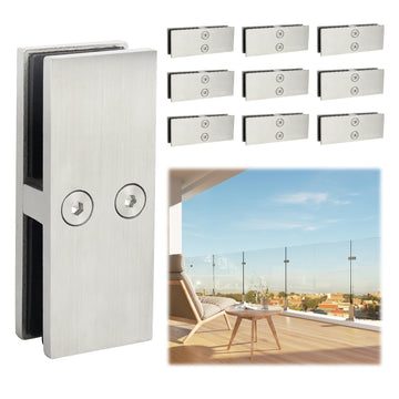 10 Pack 180° Railing Glass to Glass Clamp 304 Stainless Steel