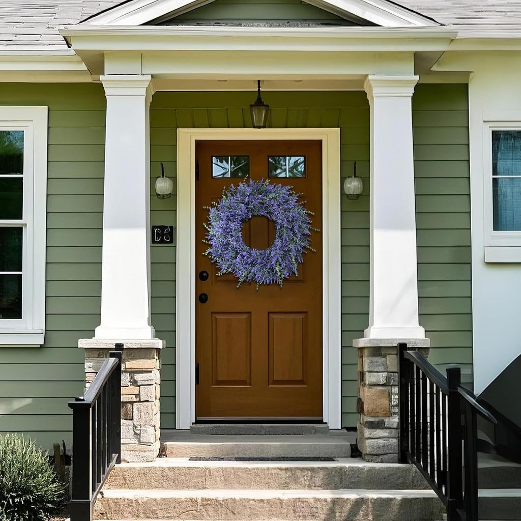 26" Artificial Lavender Eucalyptus Wreath for Front Door Decor(Purple)