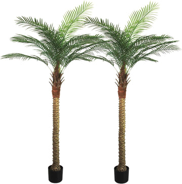 Palm Tree 8FT Large Fake Sago Palm Plant with 18 Trunks Perfect Tall Faux Tree in Pot for Indoor Outdoor House Home
