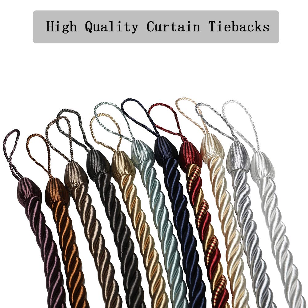 Curtain Tiebacks Ropes Tie-Backs,Handmade Holdbacks(Gold,2P)
