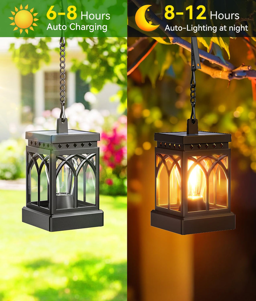 4 Pack Solar Lanterns Outdoor Waterproof, Brighter Hanging Solar Lantern Lights for Outside, Auto ON/Off Lanterns