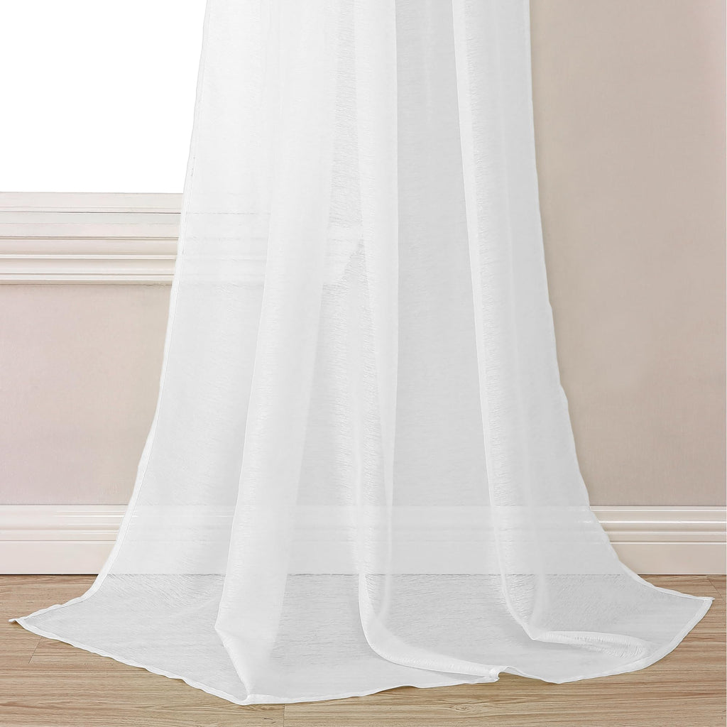 White Sheer Window Valance - Luxury Soft Semi-Sheer Scarf for Window Wedding Arch Curtains (1 Panel, 52 x 216 Inch