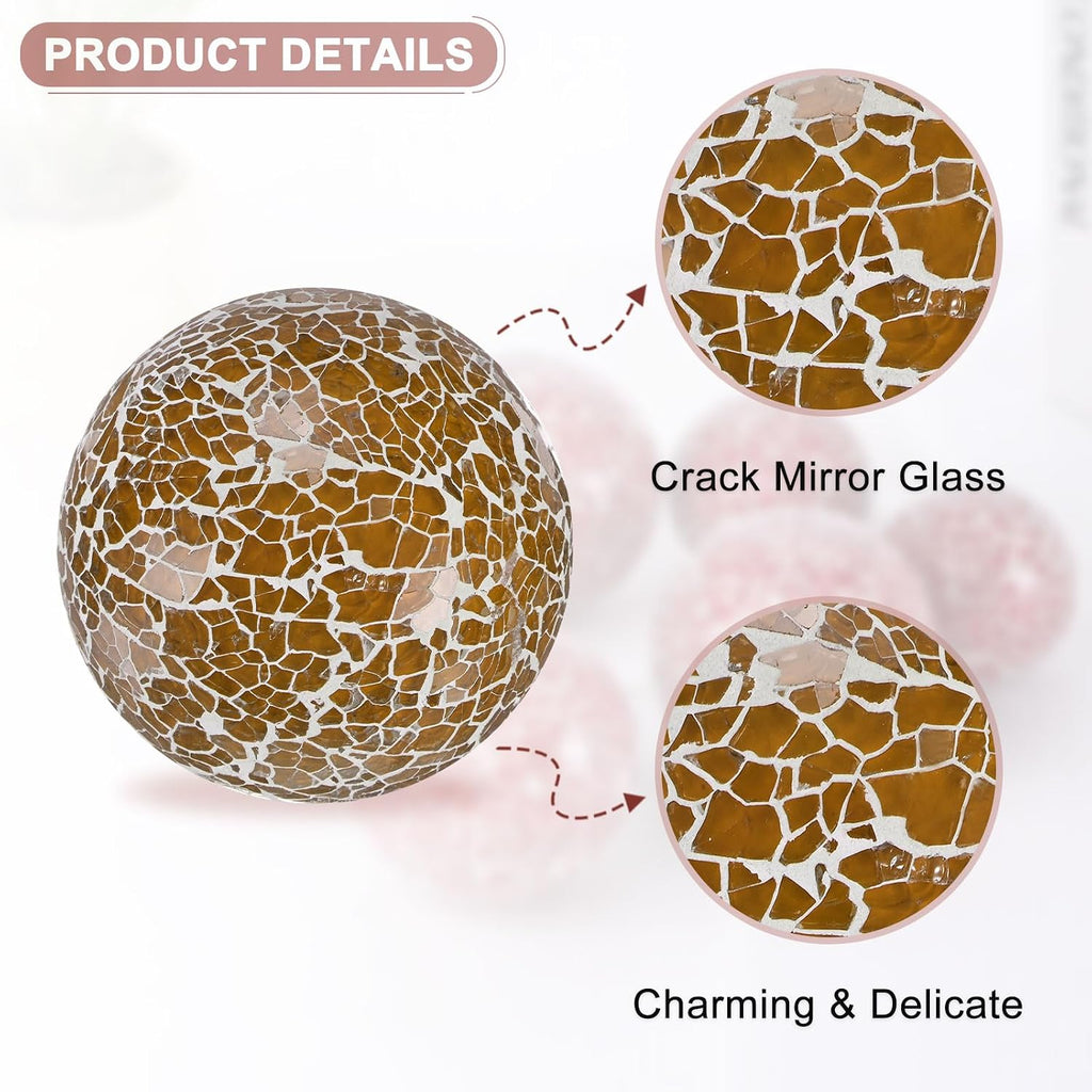 6-Pack Decorative Ball for Bowls, 2.4 Inch Mosaic Glass Balls Decorative Glass Orbs Decor/Dining Tables/Wedding - Set of 6