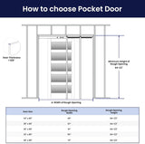 Sliding Pocket Door 24" x 80", 5-Panel Frosted Glass Panel with Soft Close Pocket Door Frame Kit, In