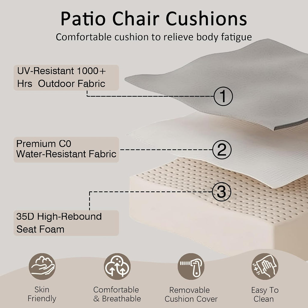 Outdoor Deep Seat Cushion Set of 2,24" x 27.5"x4.5" Patio Cushions Resilient Foam Filling, Water-Resistant