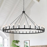 Black Extra Large Wagon Wheel Chandelier, 60 inch 30 Lights Farmhouse Chandelier, Industrial Candle Round Pendant Light Fixture for High Ceiling Living Room Dining Room Entryway A105-B0CXXPC72R