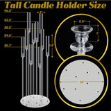 Tessco 4 Pcs 10 Arm 46.5 Acrylic Candelabra Table Centerpiece Floor Candelabras Clear Candle Holder with Removable