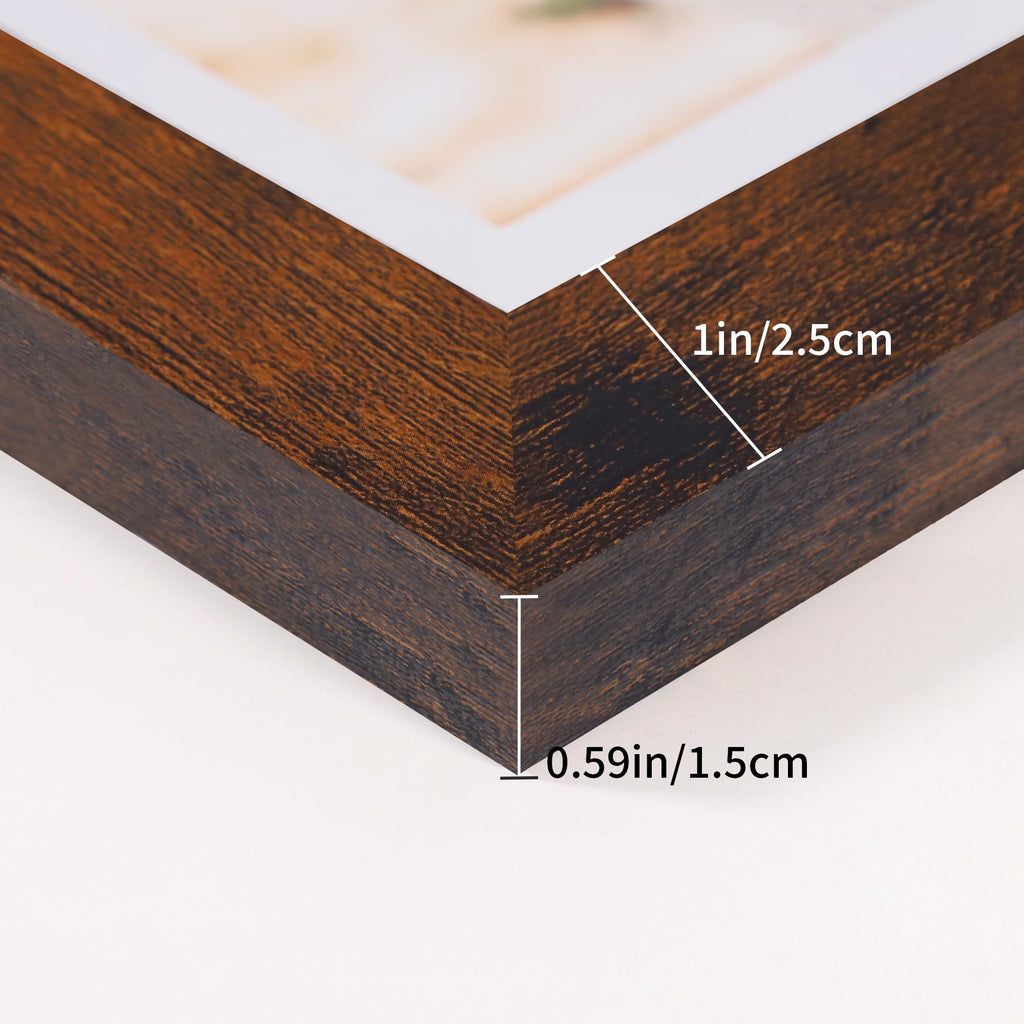 5x7 Picture Frames Collage, Real Glass Wooden Vertical Hanging 3 Opening 5 by 7 Photo Frame, Brown, 1 Pack