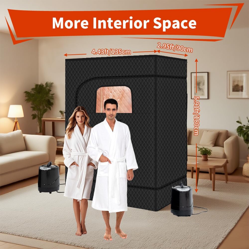1-Person Portable Steam Sauna Tent for Home, 3L 1500W Sauna Box for Relaxation & Detoxification with Folding Chair