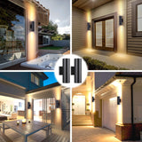 Outdoor Wall Lights 2 Packs, Integrated LED Cylinder Up Down 12W 2700K Modern Aluminum Light