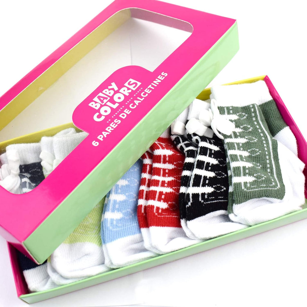 6 Pairs Baby Cotton Sneaker Newborn Ankle Sock Toddler Crew Walkers Bootie Infant Slippers Socks